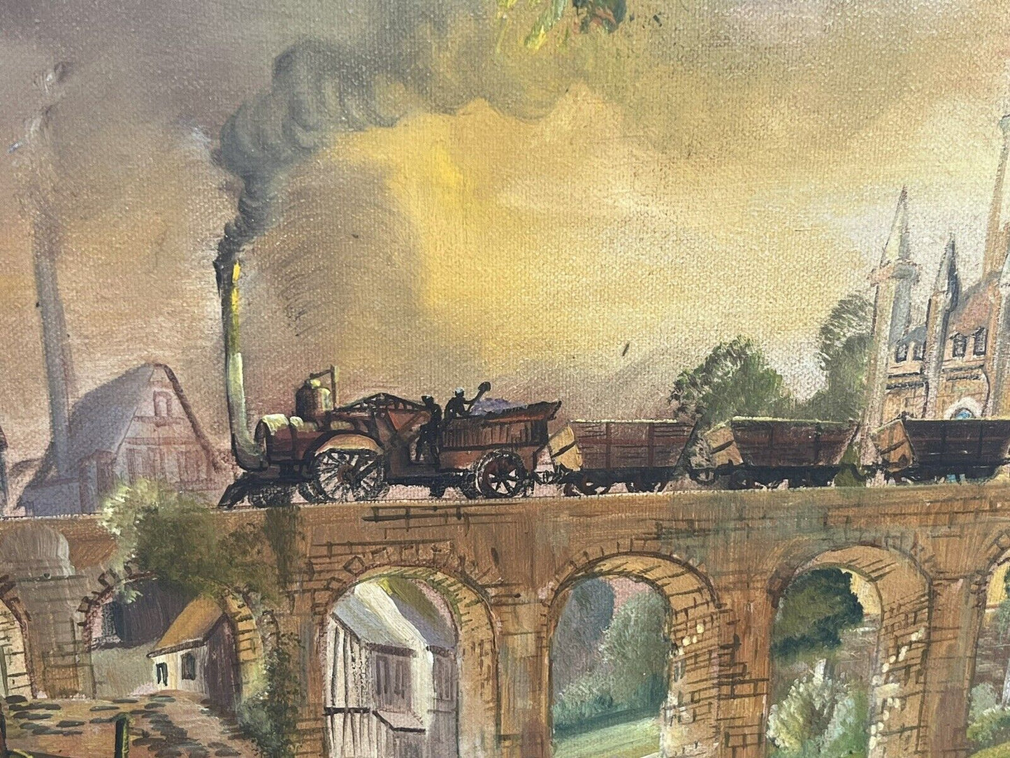 Middleton Railway, Leeds, Industrial Revolution Oil Painting, Highly Detailed.