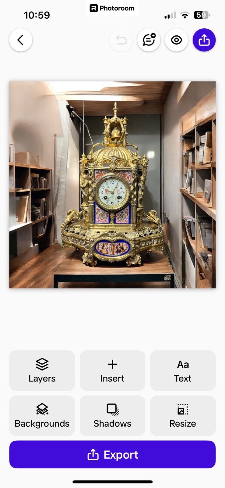 Victorian Brass Clock Under Glass Done, Porcelain Painted Panels Of Royalty
