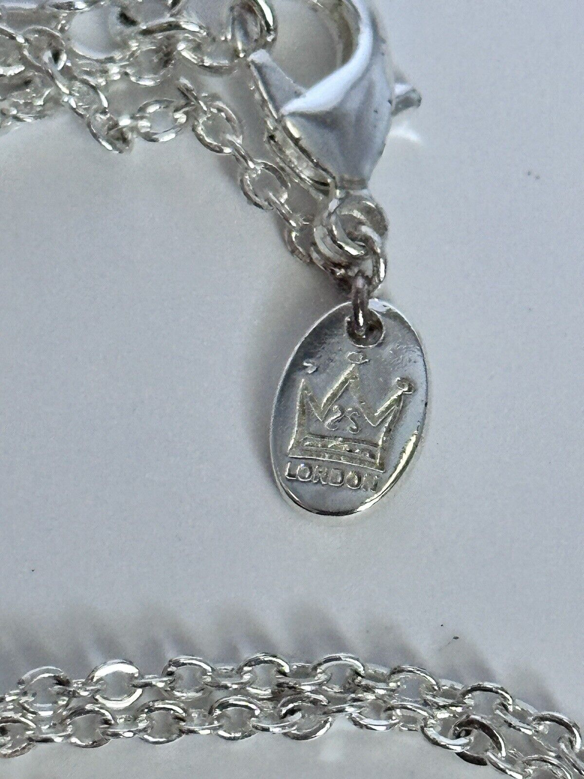 Vintage 1980s Rhodium Plated Cherub Glass Heart Necklace New Old Stock