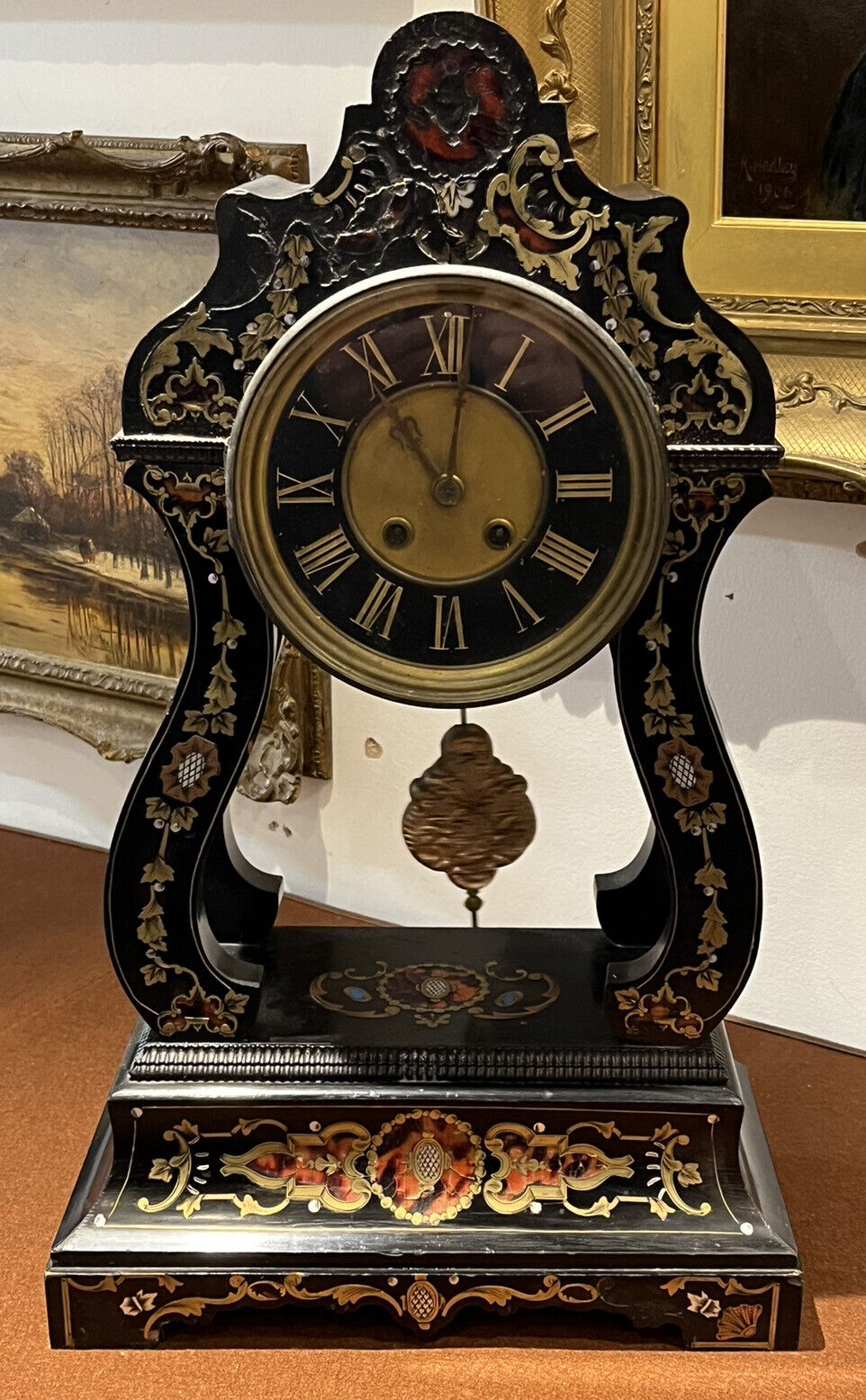 French Antique Boulle Clock. Chines On A Bell. In Working Order.