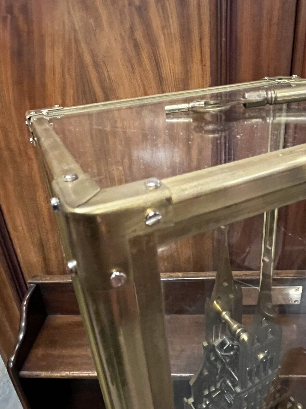 Big Ben Brass Skeleton Clock With Case And Key. LARGE IN SIZE
