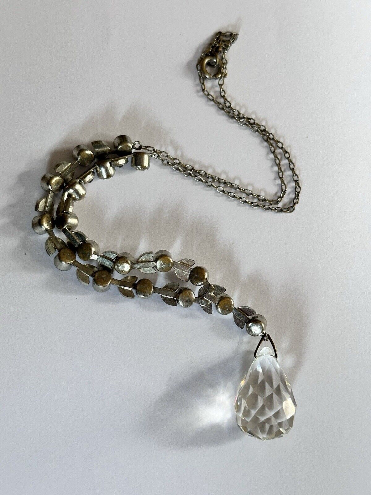 Vintage Old Glass Crystal Droplet Necklace