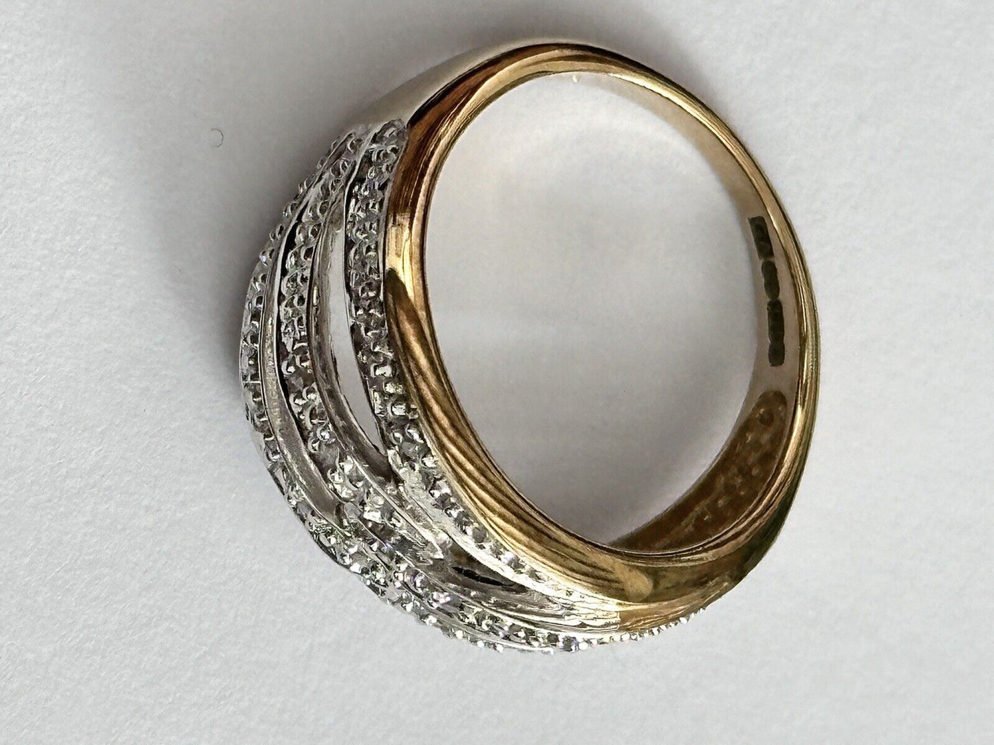 Vintage 9ct White And Yellow Gold Crossover Diamond Ring