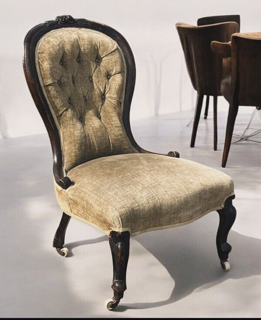 Victorian Chair. On White Porcelain Castors.