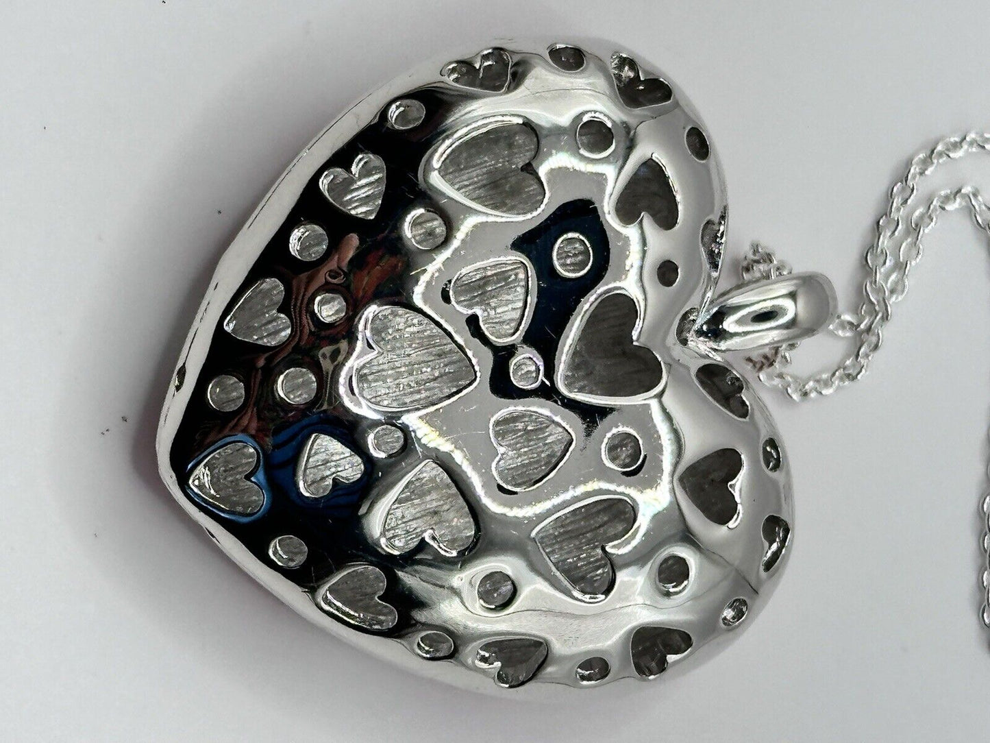Vintage 1980s Rhodium Plated Red Heart Crystal Necklace New Old Stock
