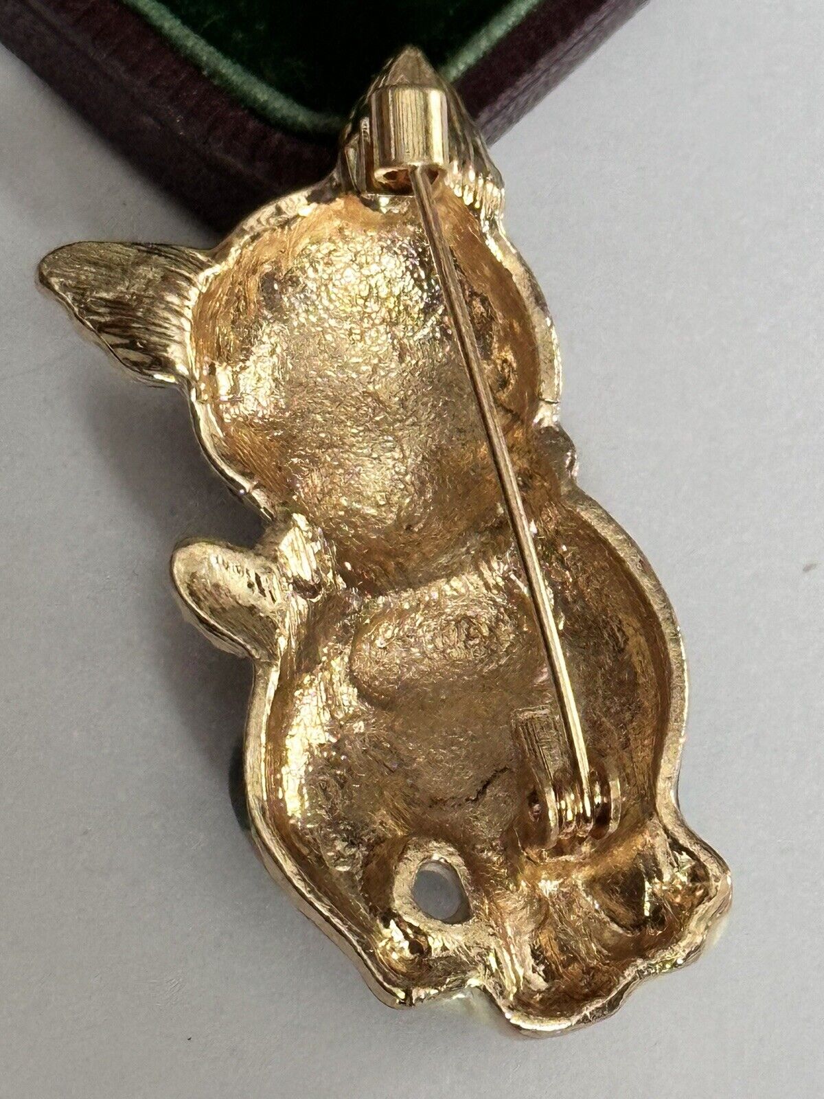 Vintage Enamel Diamanté Cat Brooch