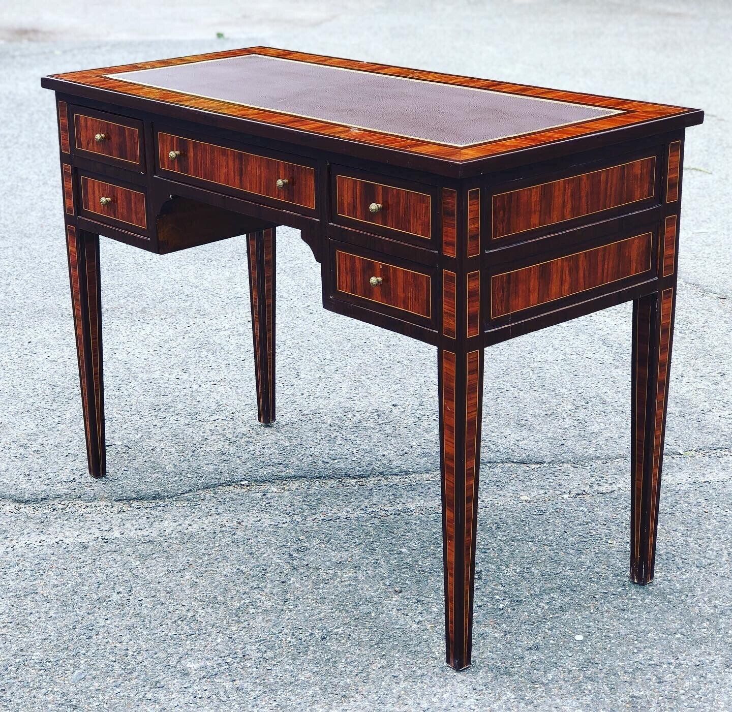 Hall Table With Drawers & Leather Top