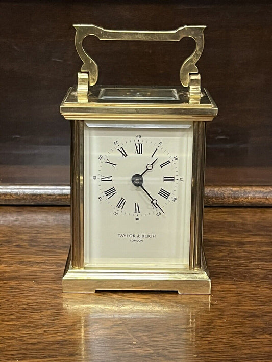 Brass Carriage Clock, Very Good Quality, Thick Bevelled Edge Glass. With Key