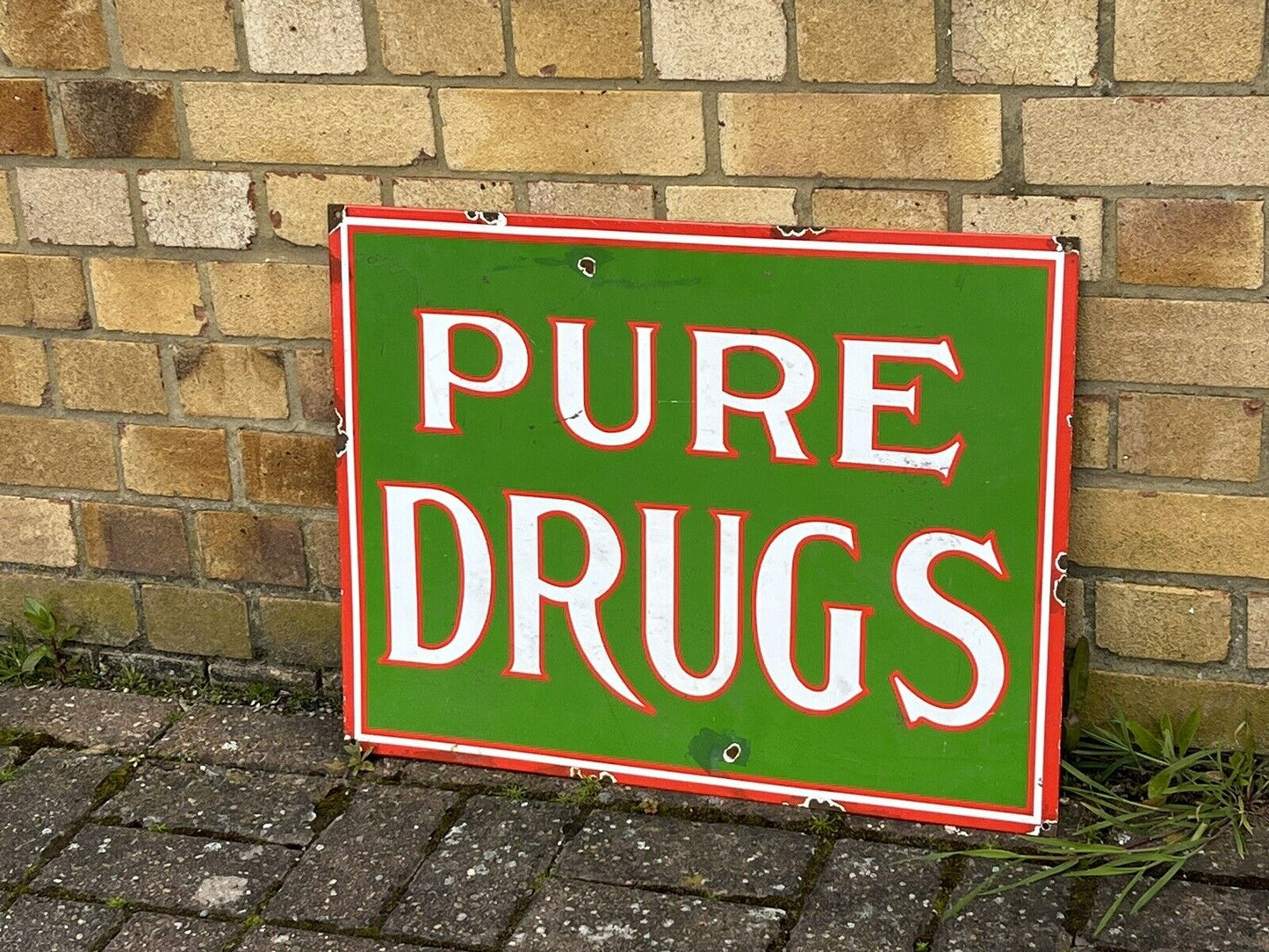 Drugstore Enamel Sign, large in size, heavy and good quality. WE SHIP WORLDWIDE