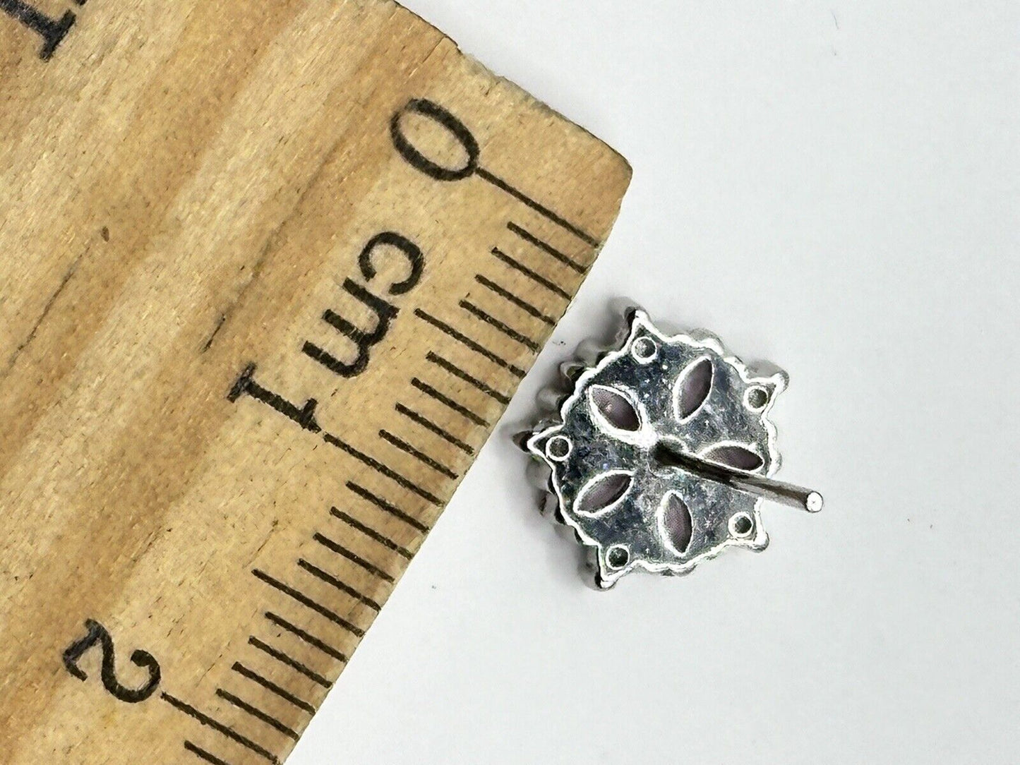 Vintage Silver 925 Pink Clear Cubic Zirconia Flower Earrings