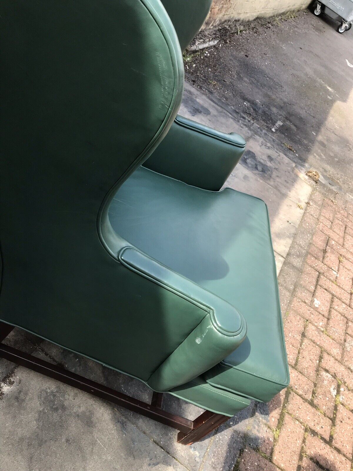 Green Leather Armchair. Library Armchair