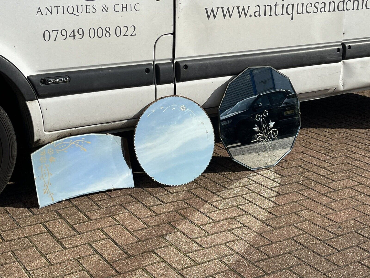 1930's Wall Mirrors. Bevelled Edge Glass.