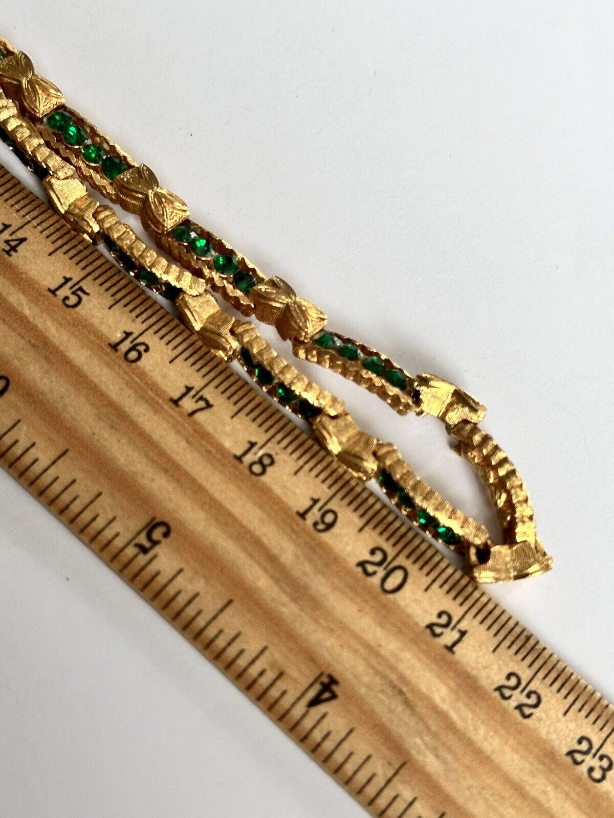 Vintage Gold Plated Detailed Green Stone Necklace