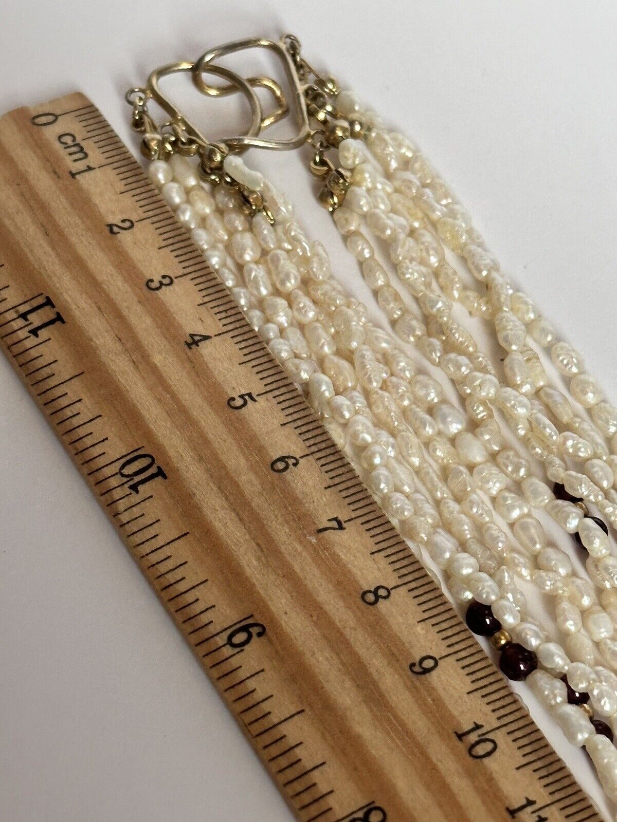 Vintage Multi Strand Freshwater Pearl Garnet Bead Necklace