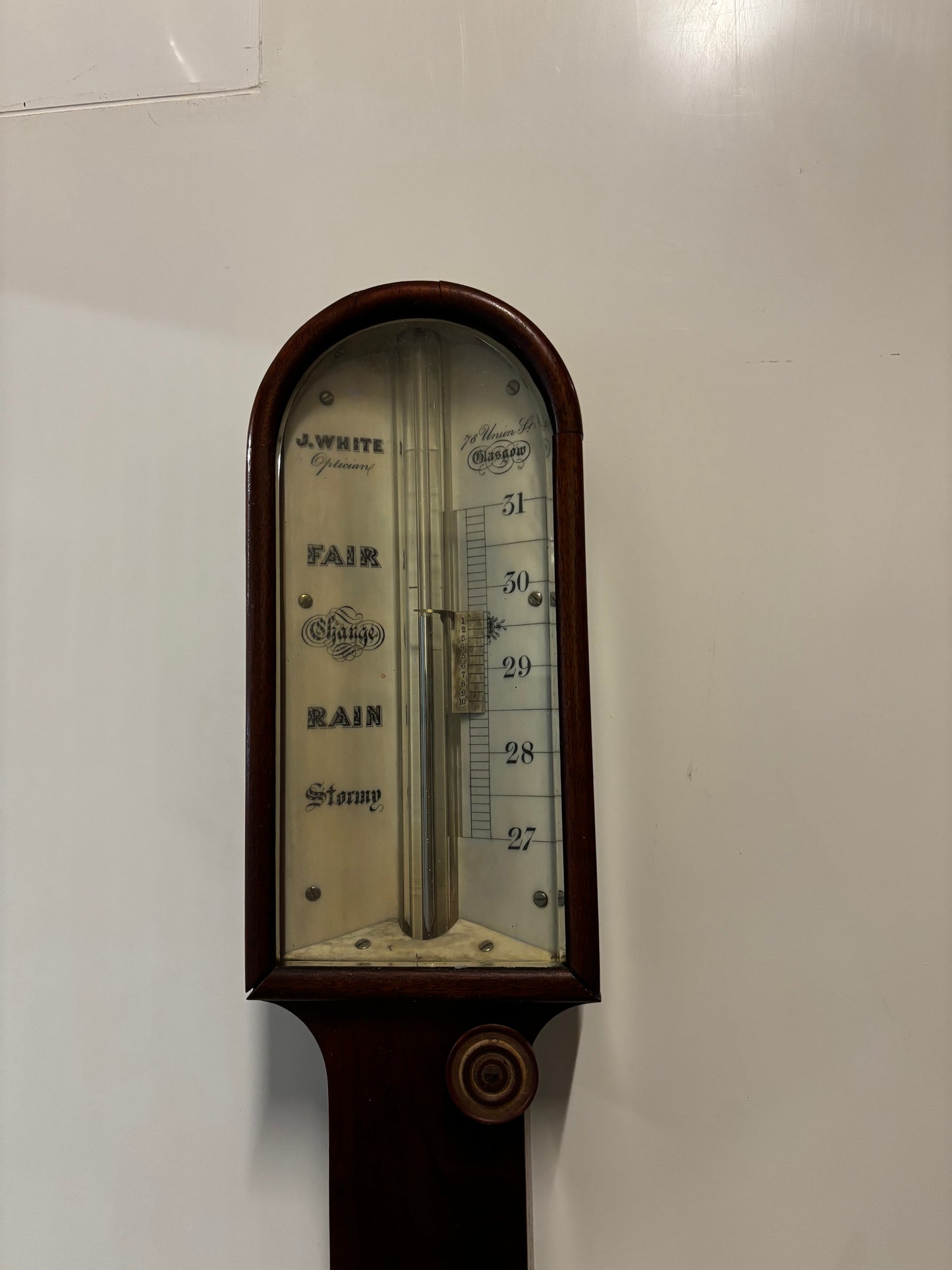 Antique Scottish Mahogany Stick Barometer By J White Of Glasgow