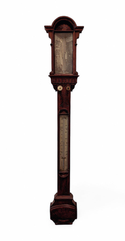 Antique Light Oak Stick Barometer. London maker