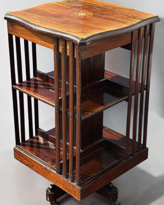 Edwardian Inlaid Mahogany Revolving Bookcase