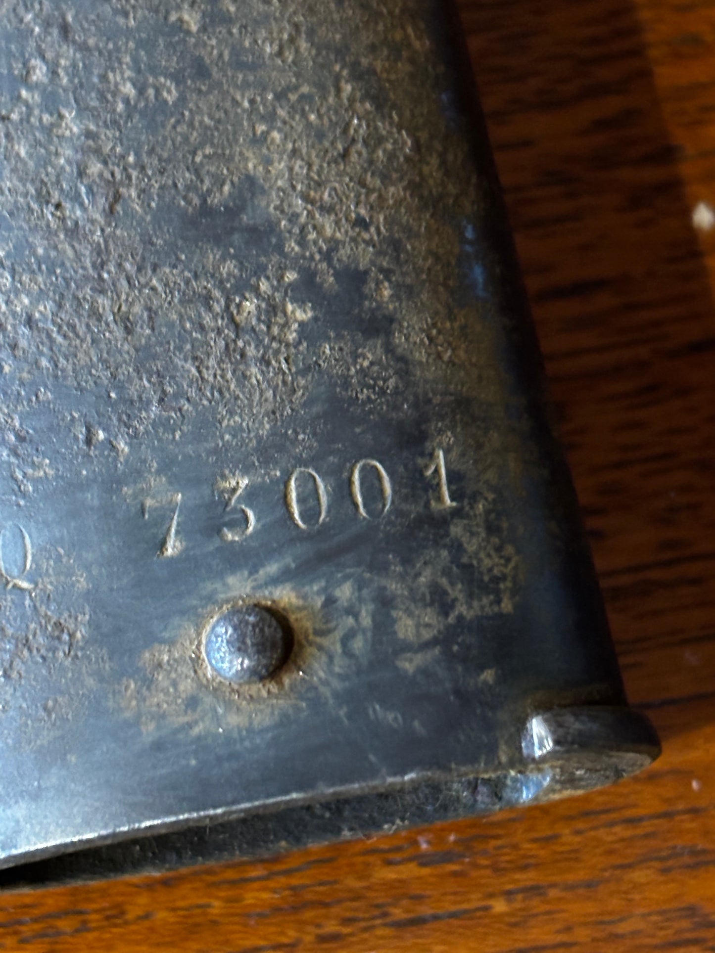 Victorian French Bayonet, dated 1873 matching numbers sheaf.