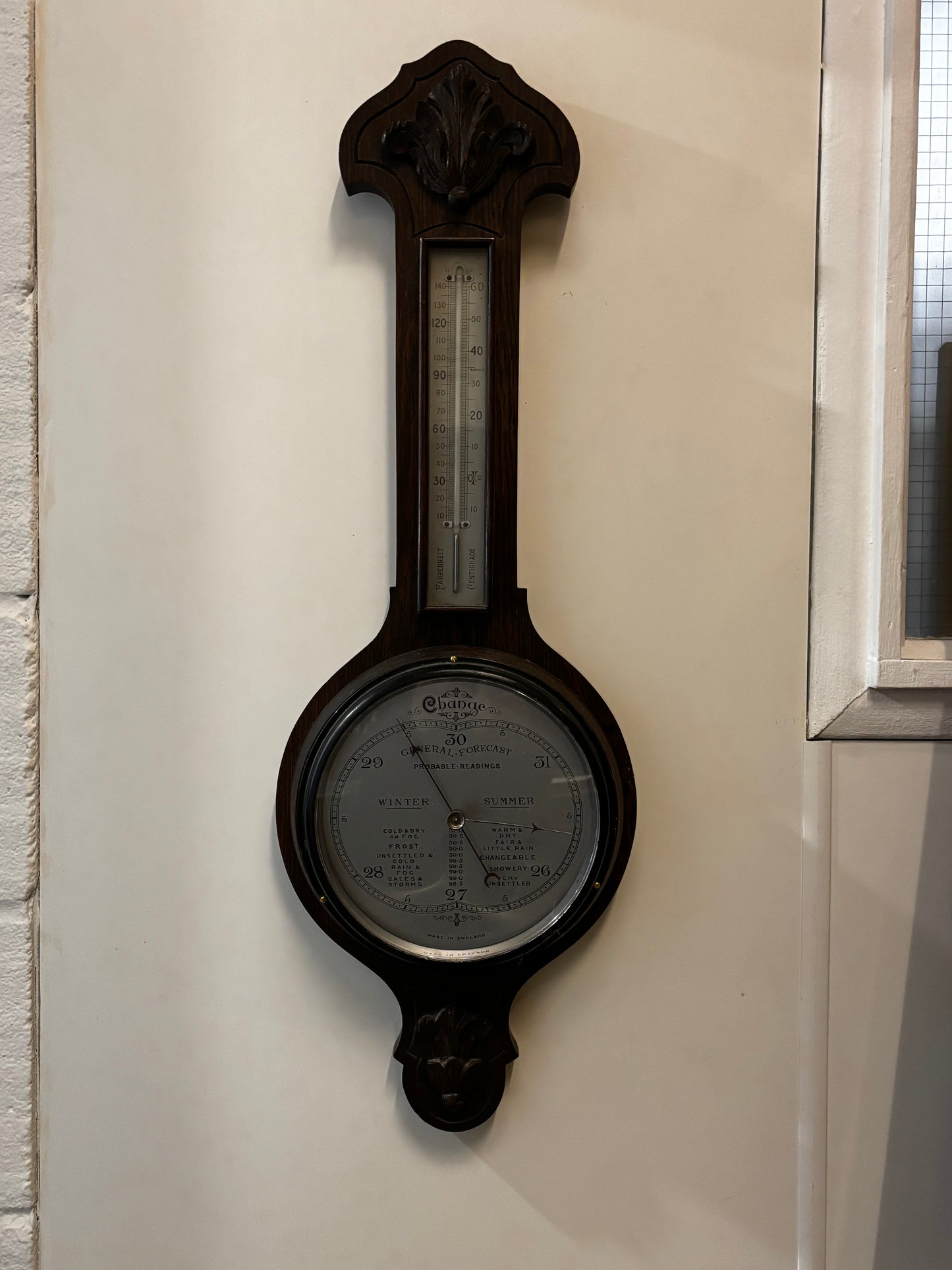 Edwardian Oak Barometer