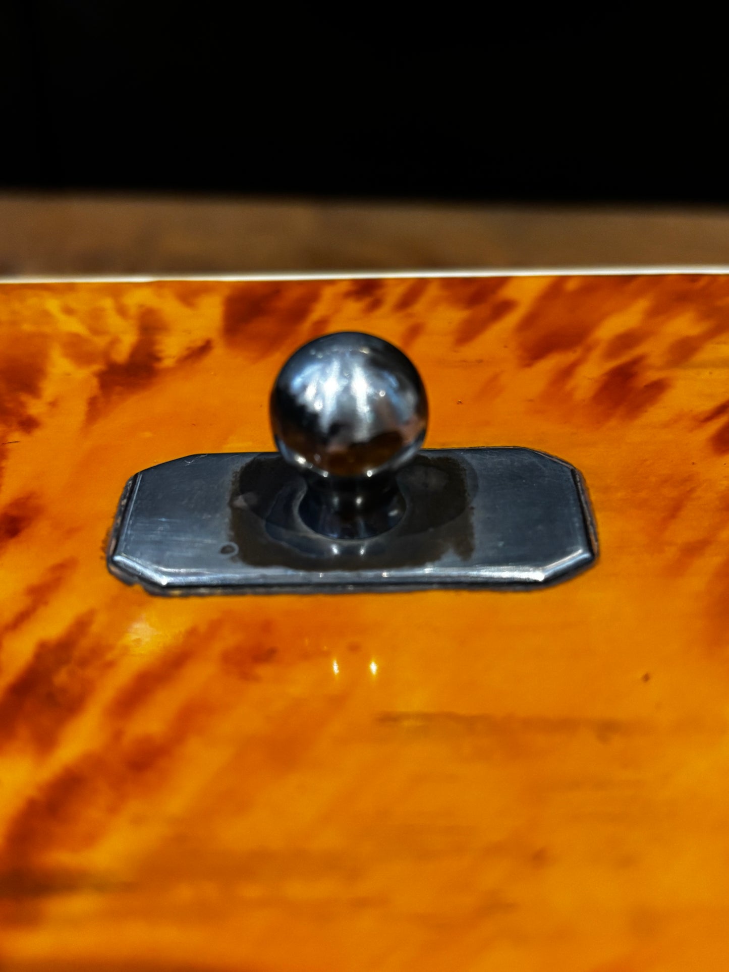 Fine English George III Blonde Tortoiseshell Tea Caddy.
