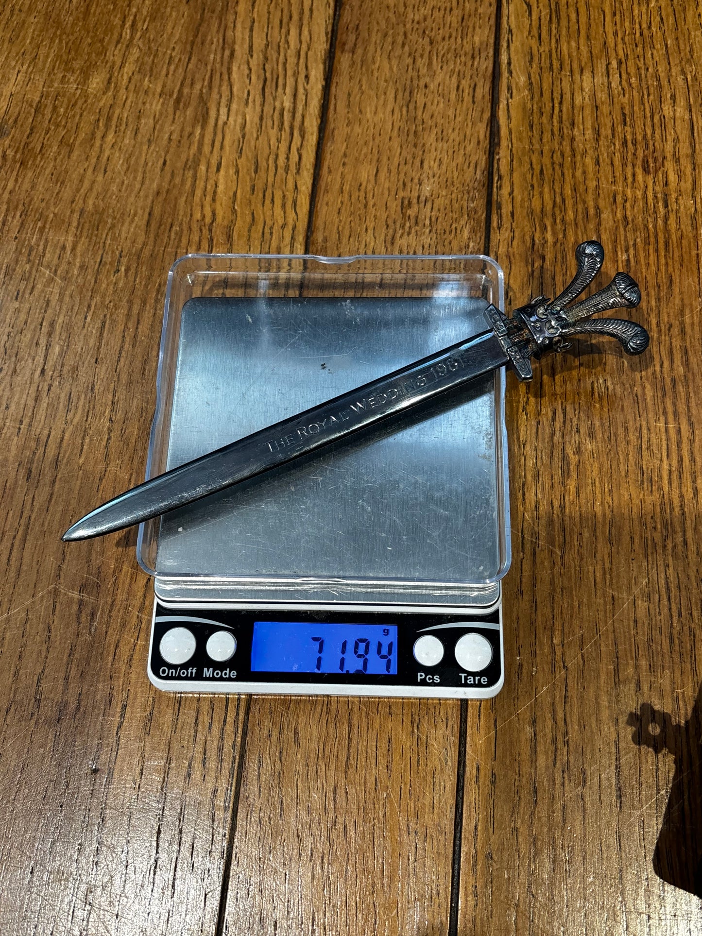 English Hallmarked Silver Cased Letter Opener. Prince Of Wales Feathers