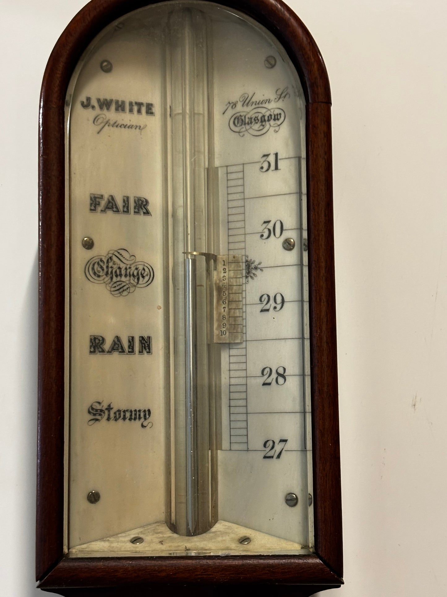 Antique Scottish Mahogany Stick Barometer By J White Of Glasgow