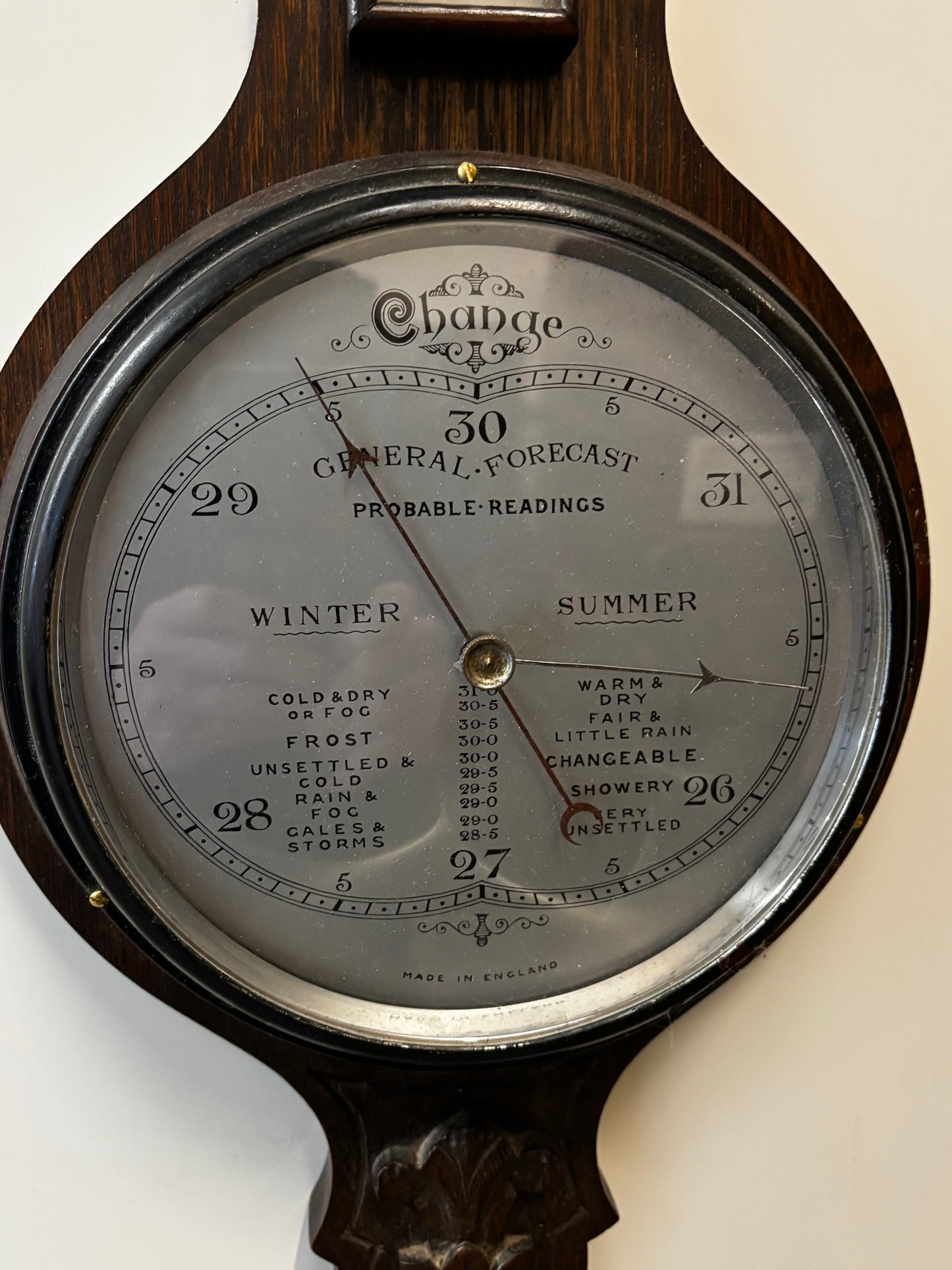 Edwardian Oak Barometer