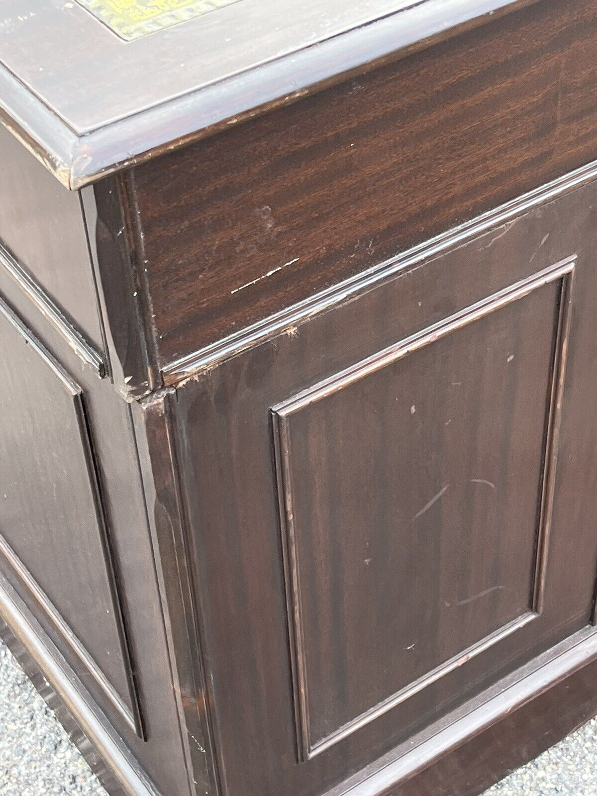 Pedestal Desk With Green Leather Top.