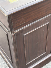 Pedestal Desk With Green Leather Top.