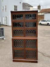 Edwardian Oak Sectional Bookcase With Lead light Glazing.
