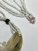 Vintage Mother Of Pearl Shell Carved Butterfly Beaded Necklace