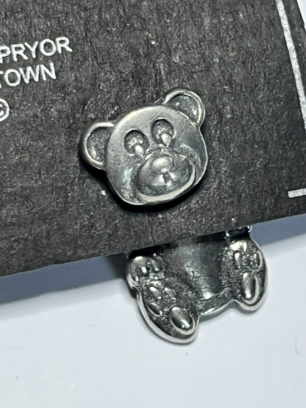 Vintage Pewter Teddy Bear Back Front Pierced Earrings