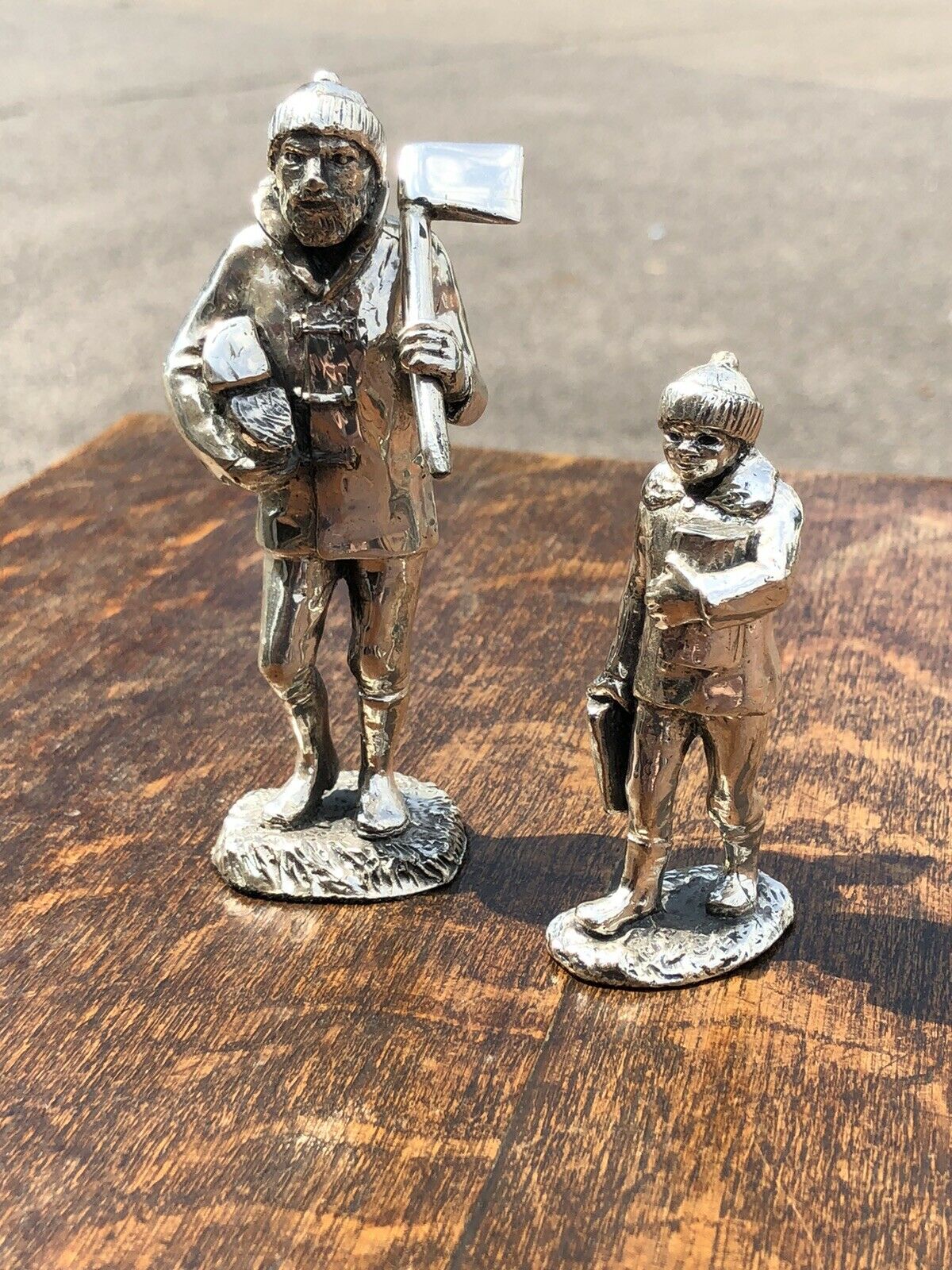 Silver Plate Figures. Woodcutters, Highly Detailed Figures.