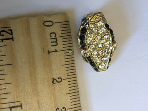 Vintage Snake Head Black White Diamanté Clip On Earrings
