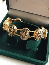 Vintage Gold Tone Etruscan Roman Gods Bracelet