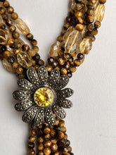 Vintage Statement Silver 925 Citrine Tigers Eye Drop Faceted Bead Necklace