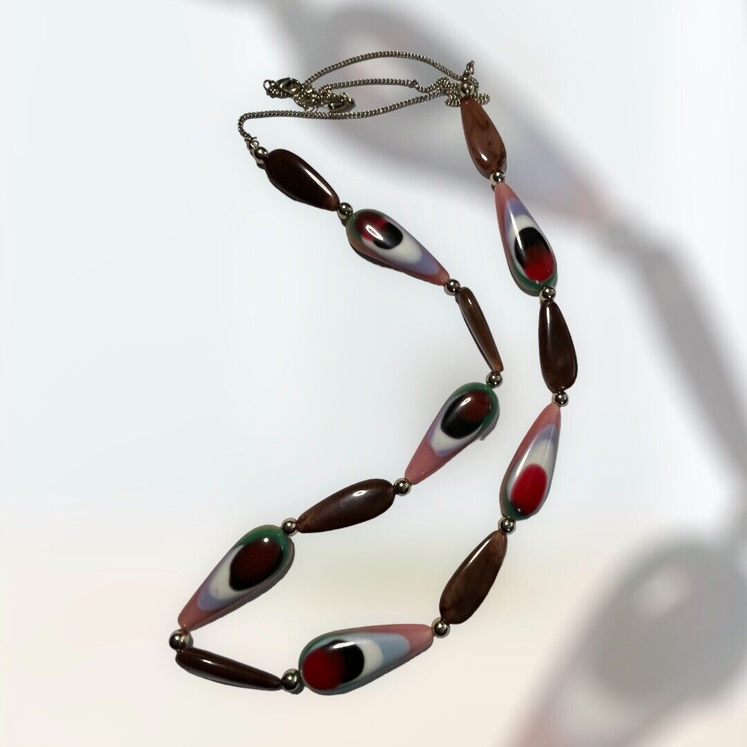 Vintage Multicoloured Long Length Beaded Necklace