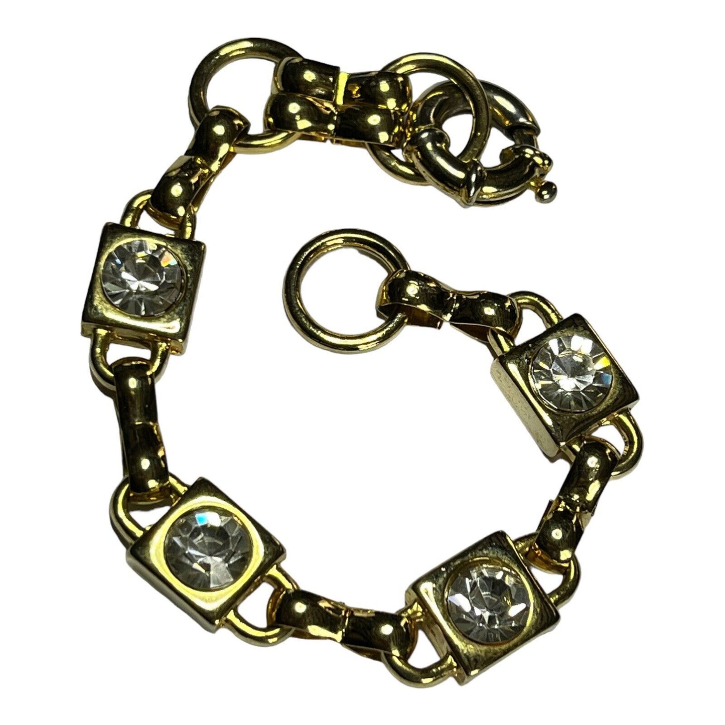 Vintage Gold Plated Diamanté Link Bracelet