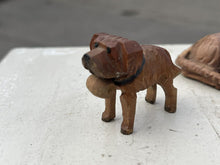Carved Wooden Animals. Tiger & St Bernard Dog.