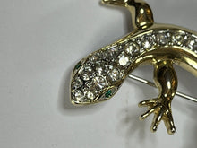 Vintage Gold Tone Diamanté Lizard Brooch