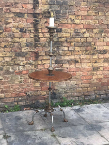 Maitland Smith Industrial Metal & Leather Lamp Table