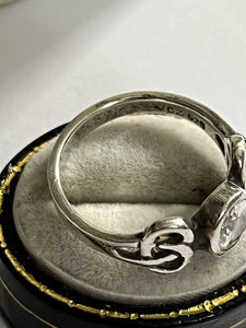 Vintage Silver 925 Celtic Cubic Zirconia Ring