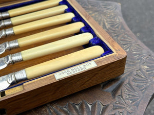 Fish Servers In Original Oak Case