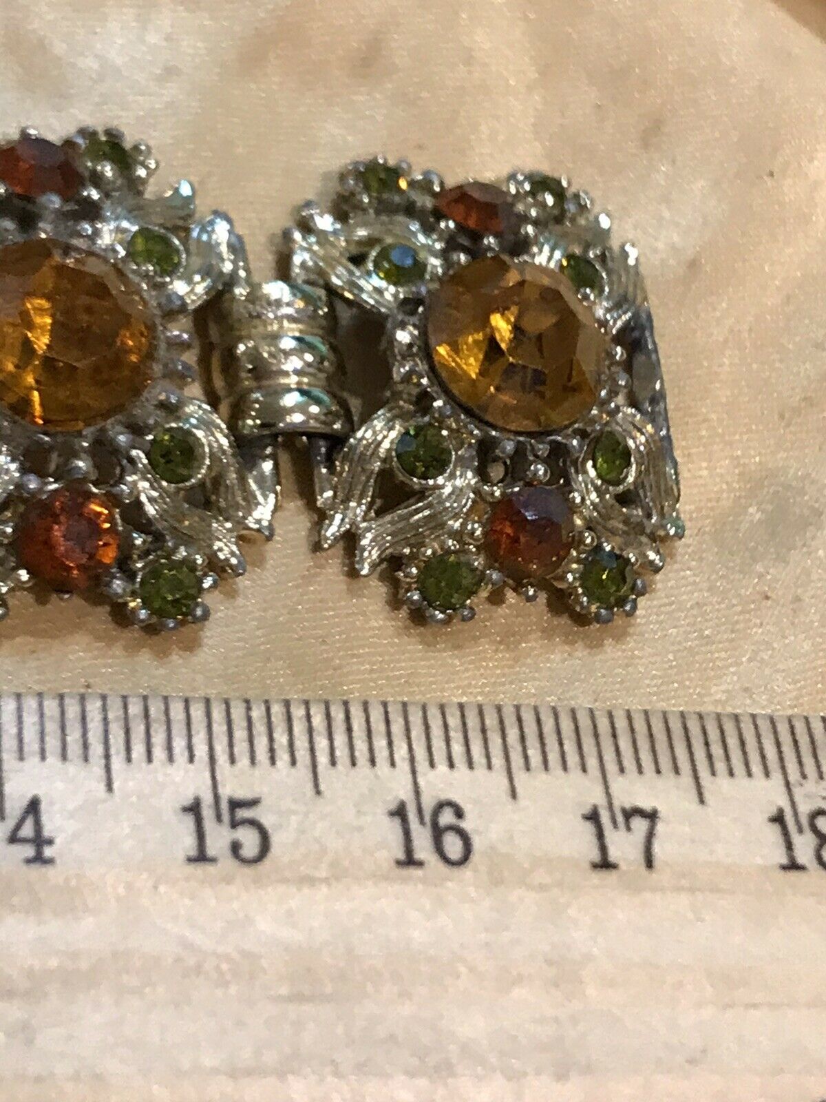 Vintage Old Diamanté Browns Greens Bracelet