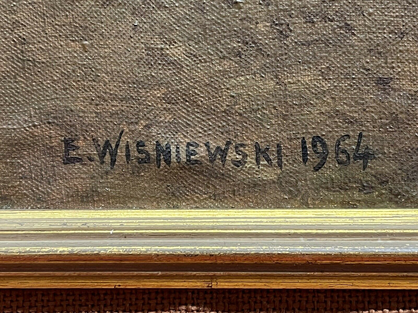 Signed Oil On Canvas By E .Wisniewski 1964