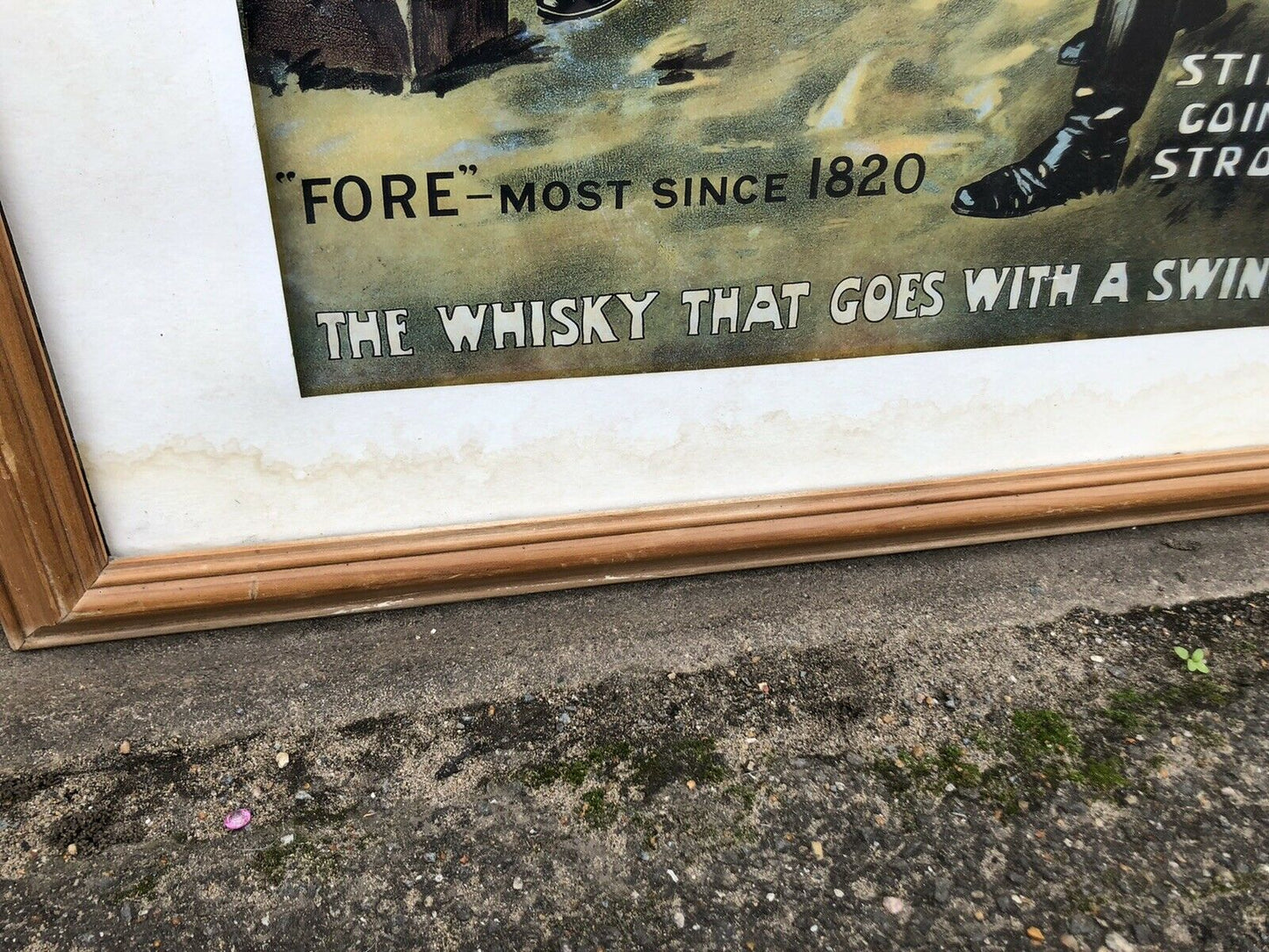 Large Old Framed Johnnie Walker Whisky Advertising Print