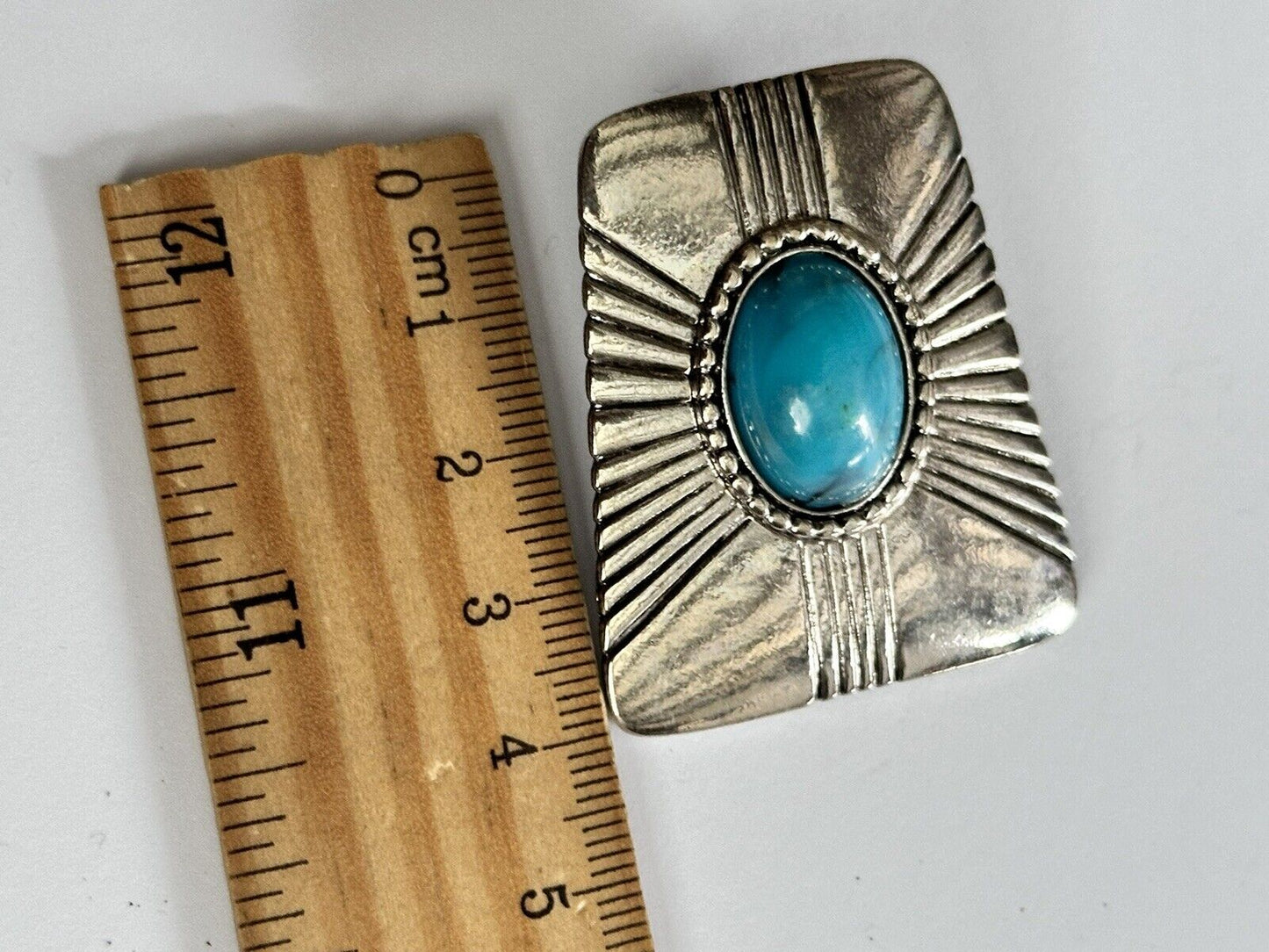 Vintage Silver Tone Faux Turquoise Clip On Earrings