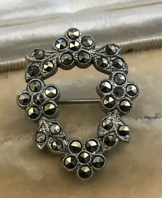 Vintage Silver Marcasite Garland Brooch