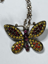 Vintage Multicoloured Diamanté Butterfly Necklace