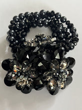 Butler And Wilson Gunmetal Black Flowers Beaded Statement Bracelet